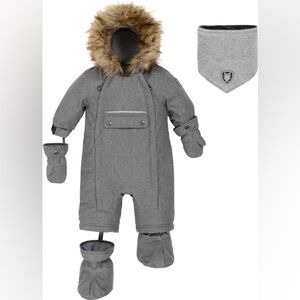 Deux par Deux Grey Heather 1-Piece Snowsuit Size 24 months